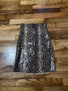 Commando Brown & Black Snake-Print Faux Leather Pencil Skirt